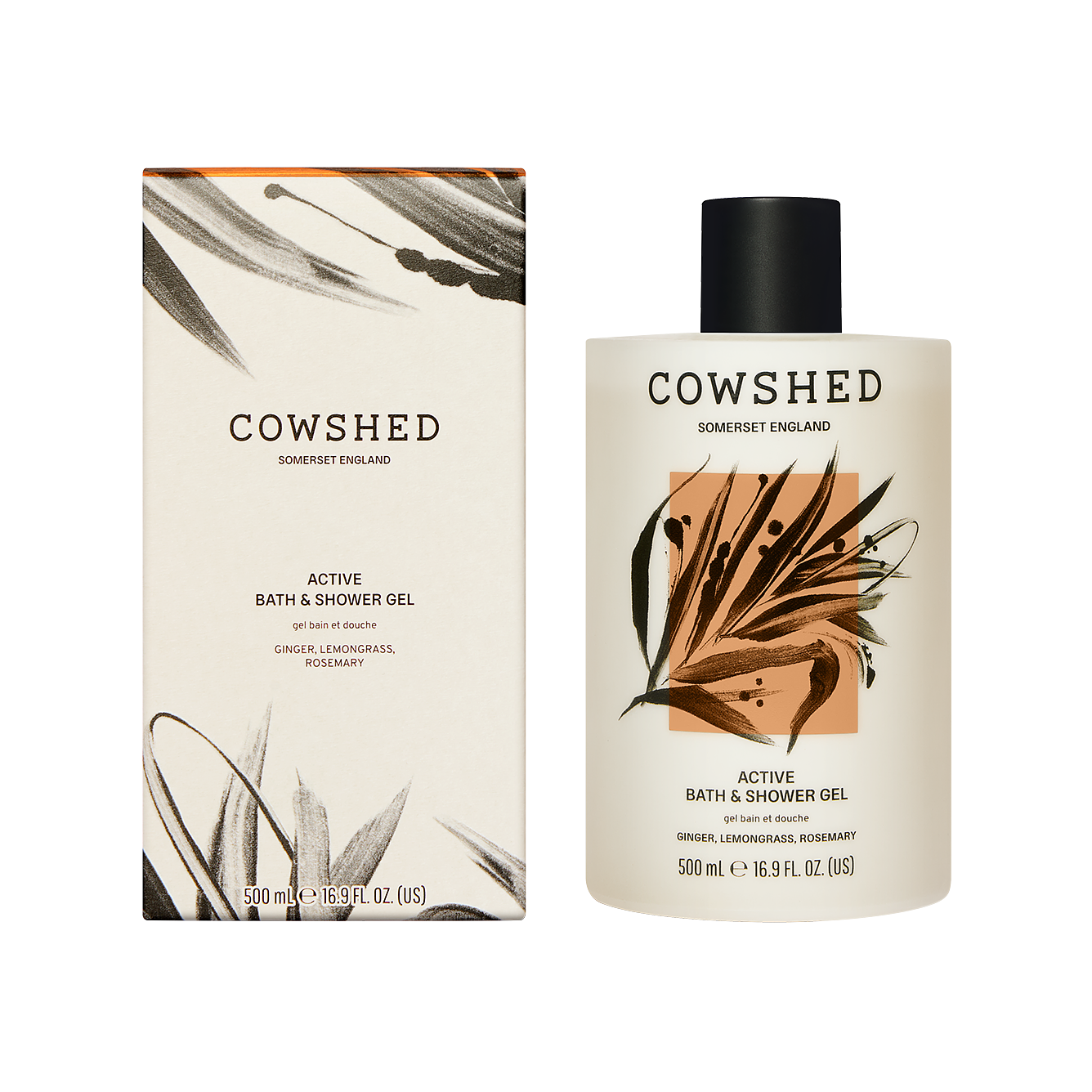 Cowshed Active bath & shower gel 500ml bottle & packaging