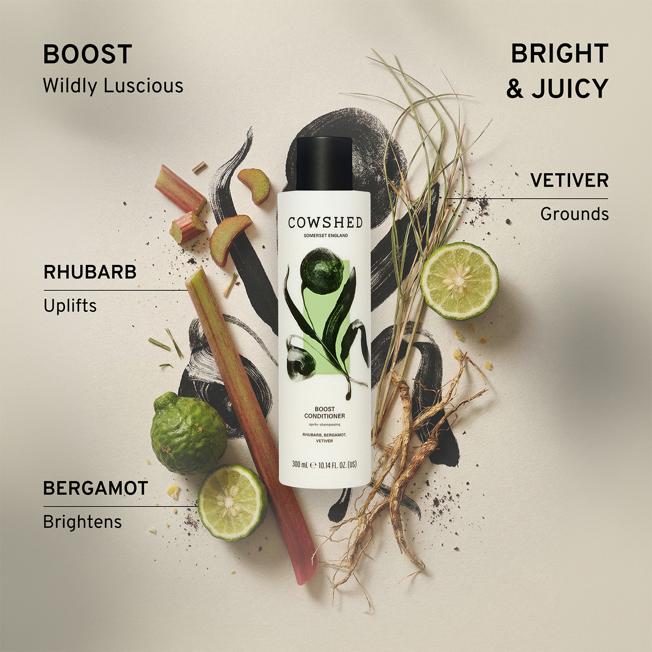 Cowshed Boost Conditioner 300ml with fragrance note descriptions