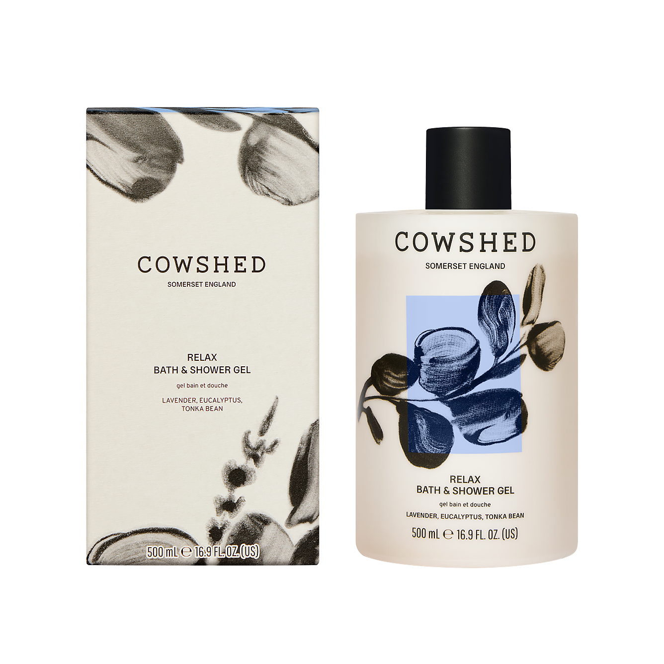 Cowshed lavender & eucalyptus bath and shower gel bottle with box