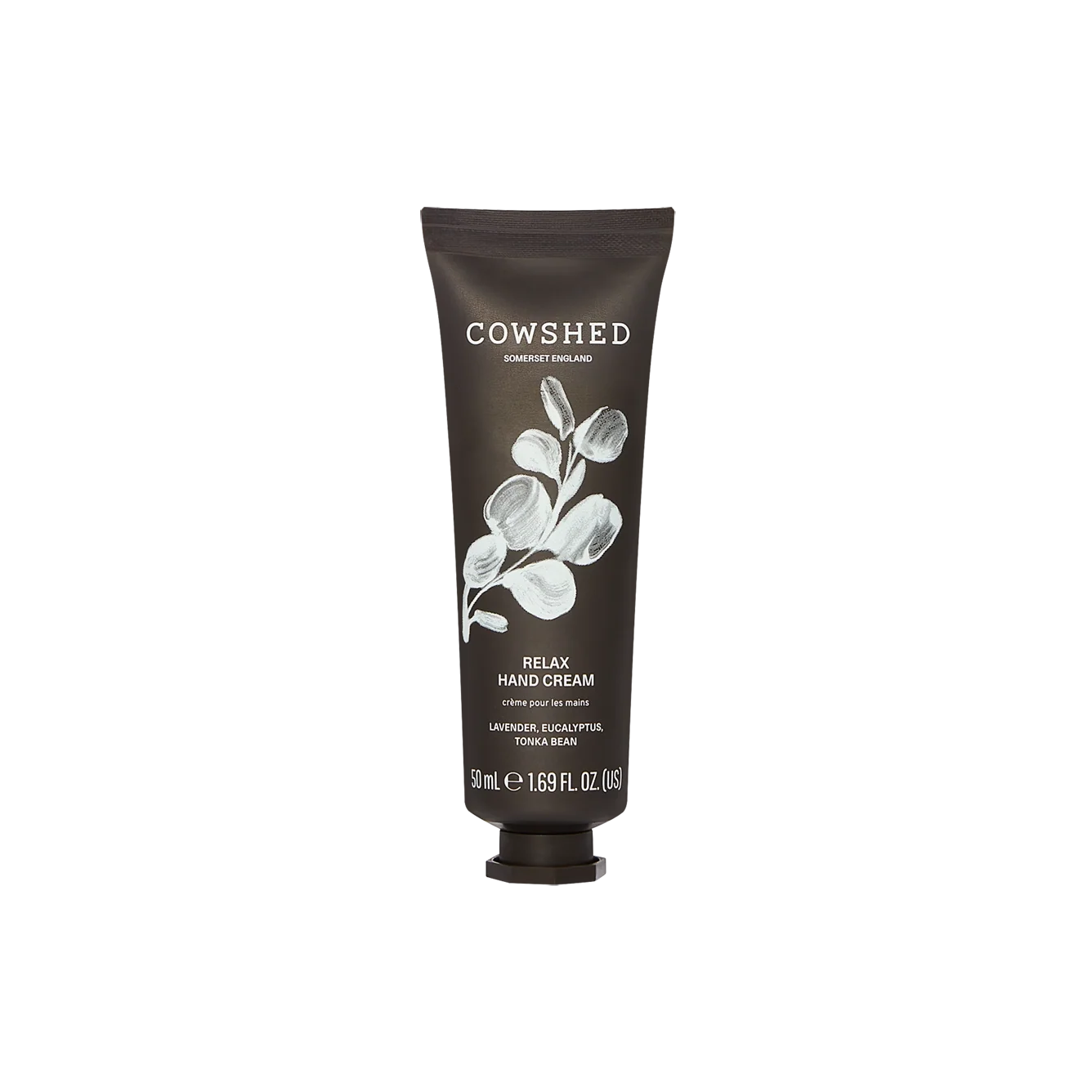 Cowshed Relax Hand Cream tube on a white background