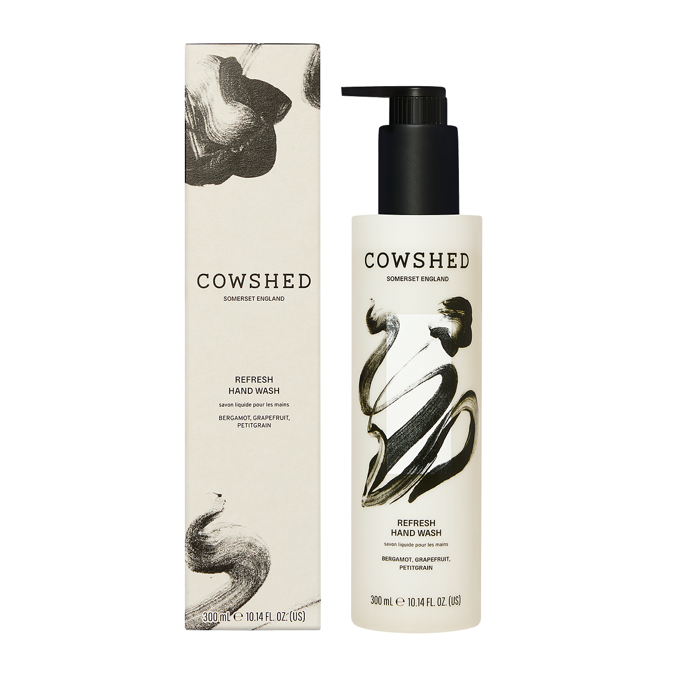 Cowshed Refresh hand wash 300ml bottle with pump & outer box packaging