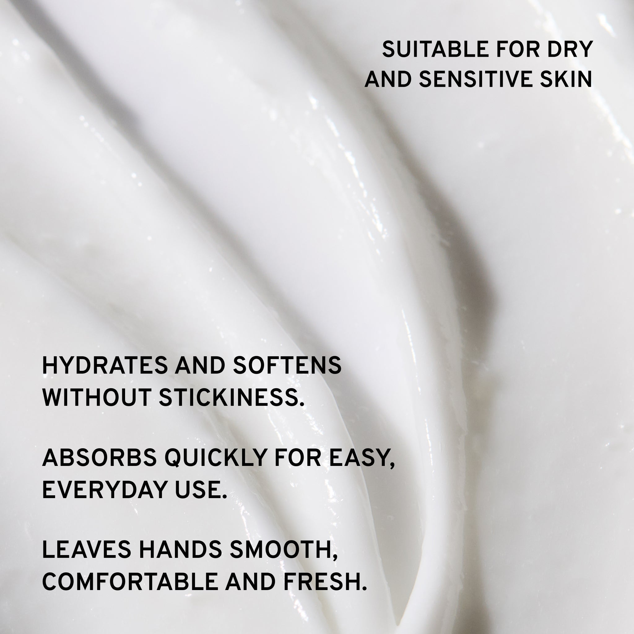 Refresh hand lotion textured background with text describing hydrating benefits 