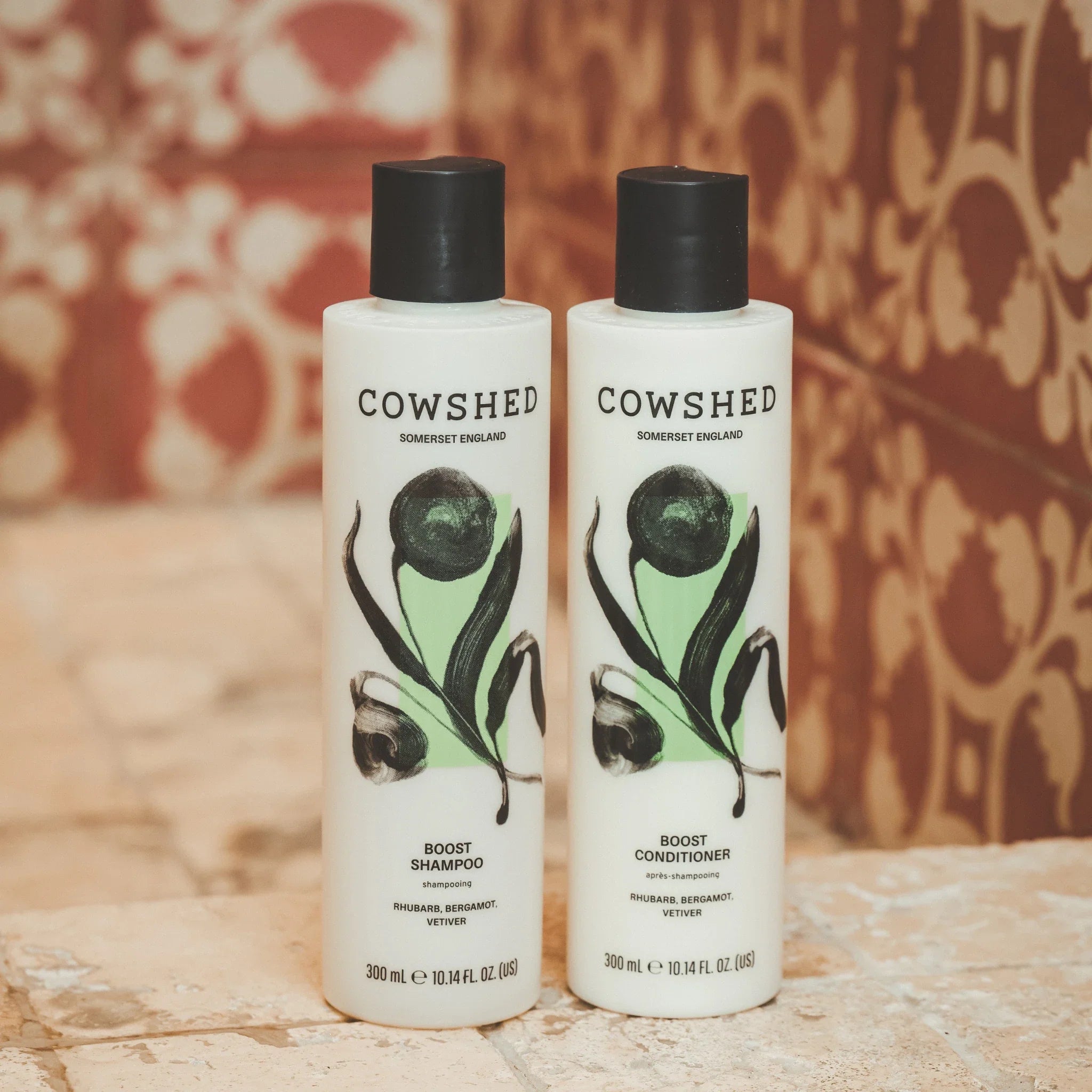 Cowshed Boost Shampoo & Conditioner in a Soho House bathroom