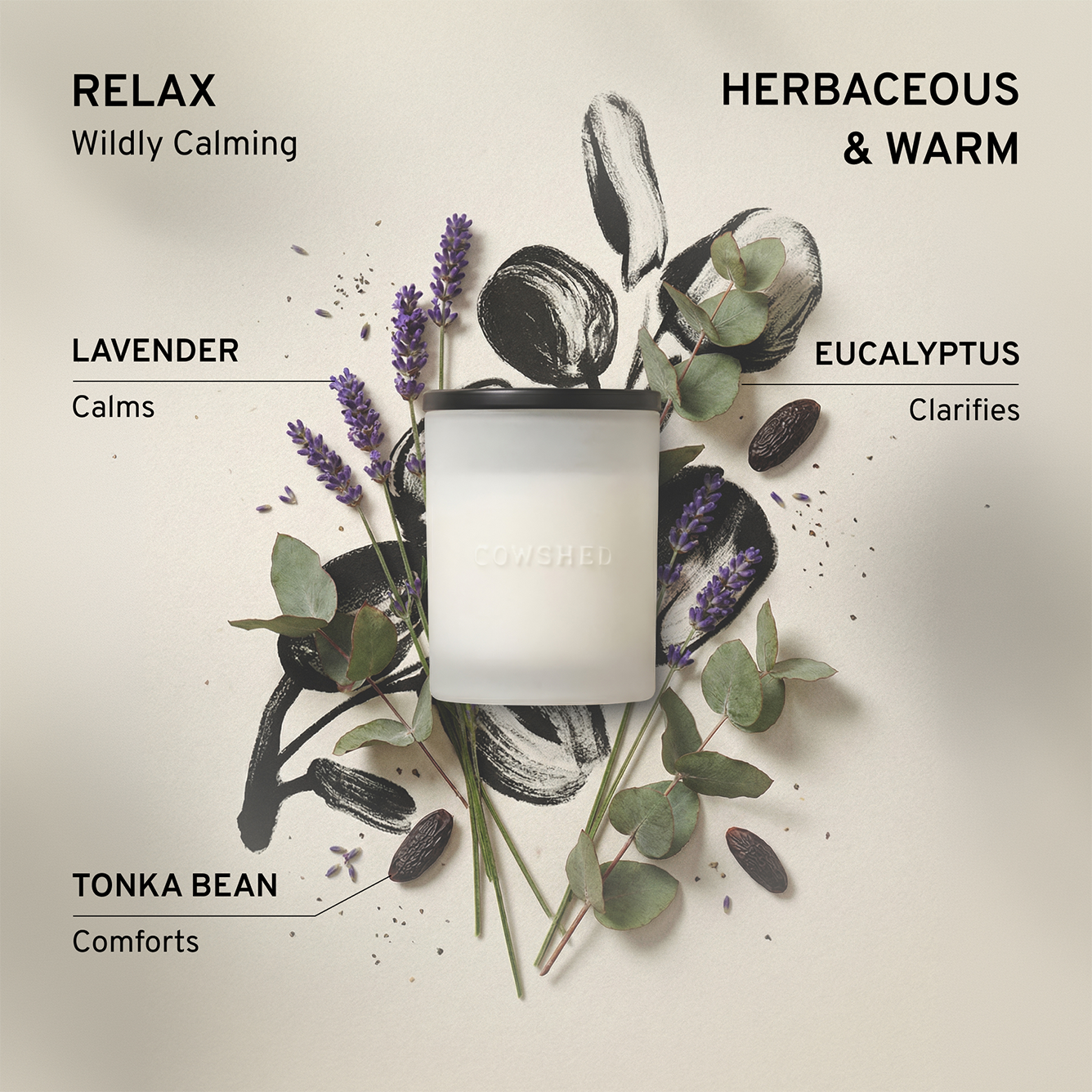 Cowshed candle with fragrance notes - herbaceous & warm