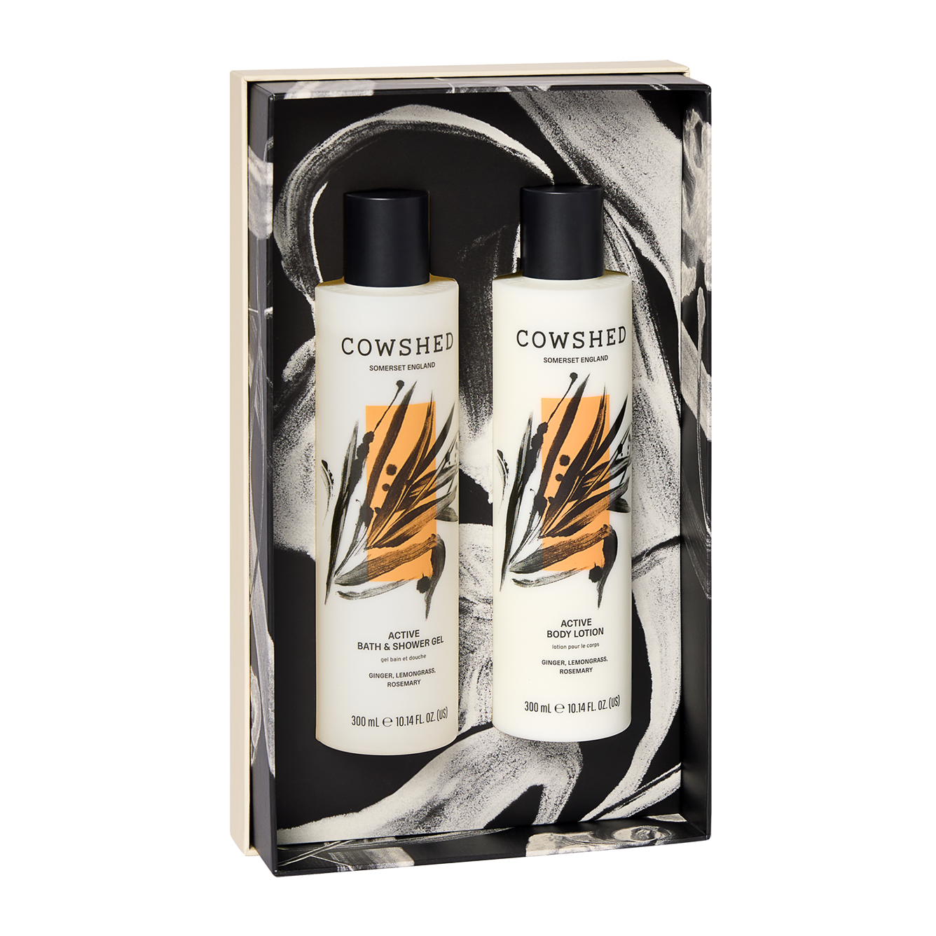 Cowshed body care set with two bottles in a decorative box