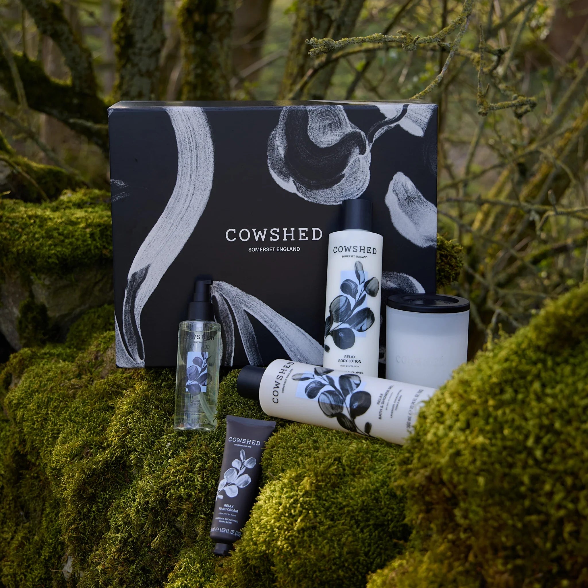 Cowshed skincare products on a natural background